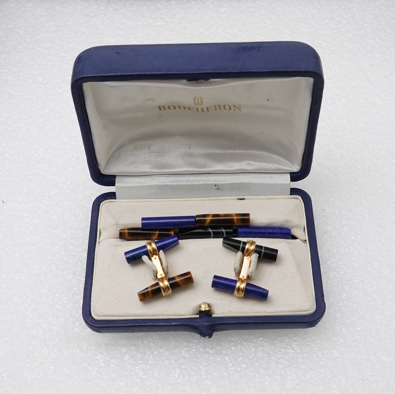 Boucheron, a pair of gold and hardstone cufflinks
